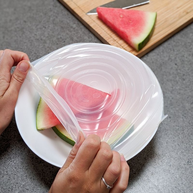 Unwasted Silicone Stretch Lids- Set of 7 Incl. Exclusive XL Size- Reusable & Versatile Silicon Covers- Fits Any Container or Bowl to Keep Food Fresh