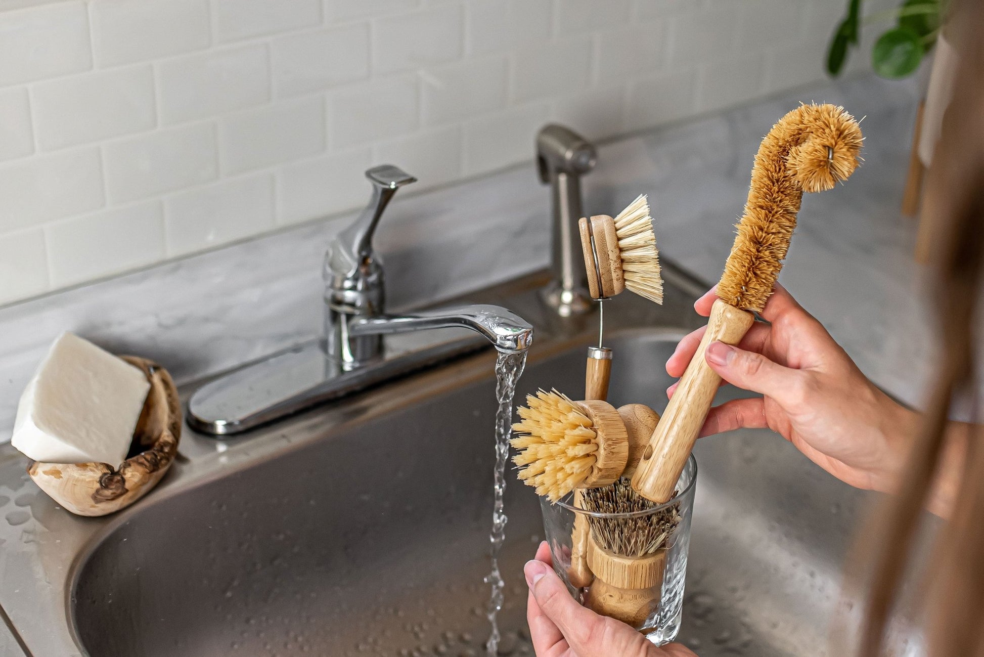 Dish Brush Cleaning Eco Gift Set, Zero Waste Kitchen Starter